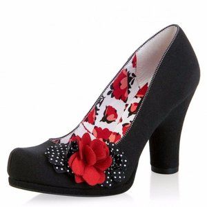 Ruby Shoo Black/Red Floral Eva Pump